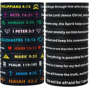 20 count Religious  Wristbands Bulk  Rubber Bracelets Colorful Inspirational Christian Rubber Bracelets for Men Women Gifts