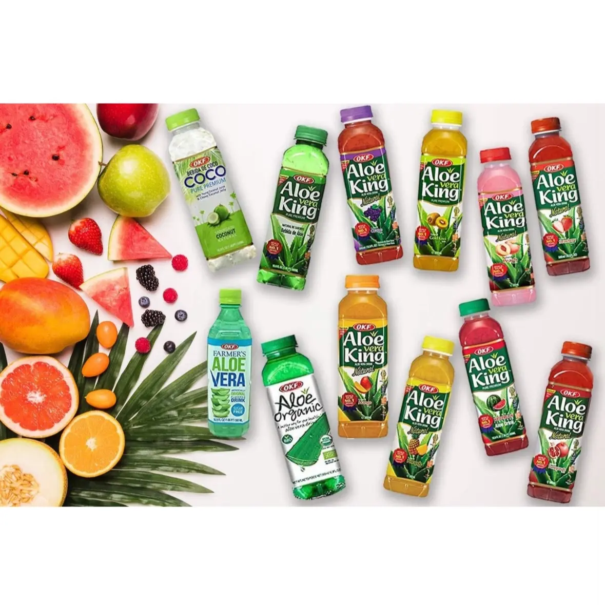 OKF Aloe Vera King Drink  Flavor includes Coco, Original, Grape, Mango,  Pineapple, Watermelon, Pomegranate, Gold Kiwi, Peach, Strawberry, and Sugar  Free Aloe Vera Juice (12 Flavors) (Pack of 12) Organic - TikTok Shop