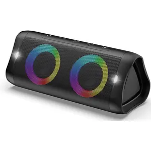 Portable  Speaker with Lights, 30W Stereo Sound, Bass Boost, IPX5 , 20H Playtime, Built-in Mic, Speakers   for , Party, Outdoor, Travel(Black)