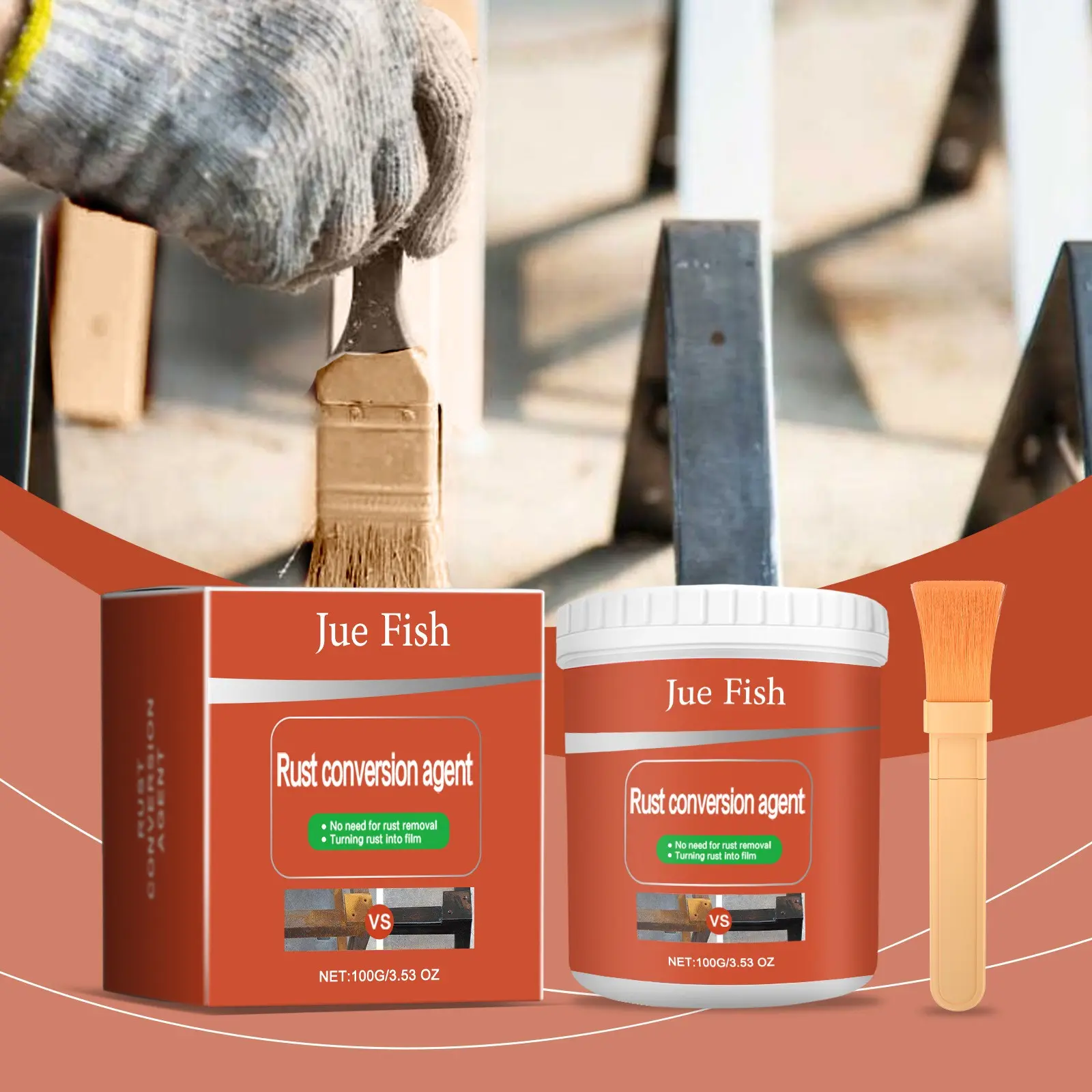 Jue Fish Multi-Purpose Rust-Proof Paint, Metal Rust Protection Paint, Radiator Paint, Renovation Coating, Primer, Anti-Rust Paint, Converter Paint