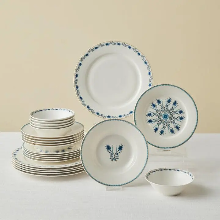Karaca Forever Bone China Iznik 24-Piece Dinnerware Set for 6, Multicolor, Dishwasher Safe Colorful Cutlery