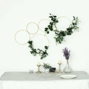 Set of 5 Natural Wooden Rings for Crafts, Floral Hoop Wreath