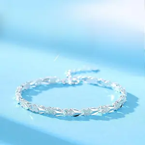 2PCS Four-leaf clover silver-plated bracelet women's bracelet ins niche design jewelry for girlfriends' birthday gifts