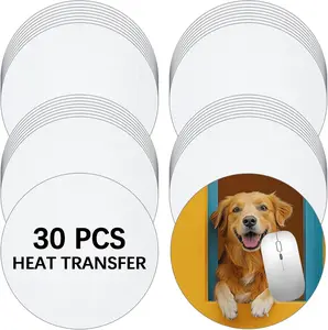 30 count White  Pad for Heat Press Printing, Round Rubber  Mat,Bulk Crafts Custom Photos Non Slip Bottom 20x20CM