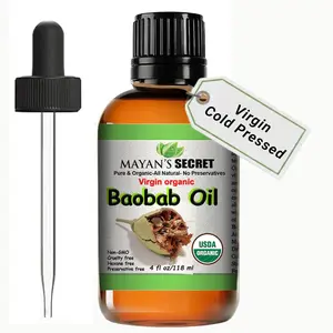 Organic Baobab Oil Cold Pressed 4oz – 100% Pure Unrefined Face & Hair Oil – Deep Moisturizing Anti-Aging Skin Glow Oil for Dry Skin & Hair Growth