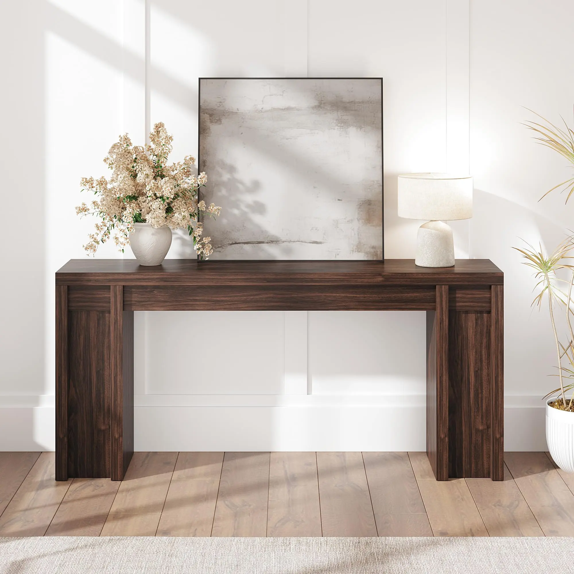 Garvee 70.9-Inch Farmhouse Hallway Console Table - Long Sofa Table Behind Couch, Entry Table for Living Room & Foyer Decor, Walnut