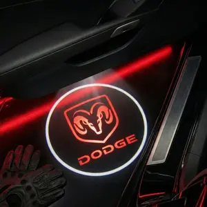 2pcs Dodge Carbon Fiber Welcome Lights Set, Car Door Projection Lamp, Laser Light, Custom Decorative Floor Lamp, Car Ambient Light (batteries Not Included)