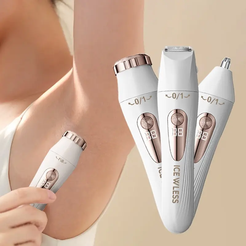 Multifunctional Women's Trimmer, USB Rechargeable, Smart LCD Display, Home Use Armpit Hair Remover, Eyebrow & Nose Hair Groomer