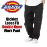 Dickies Men's Classic Loose Fit Double Knee Mid-Waist All-Seasons Twill Blend Polyester Cotton All-Day Straight Work Pants - Male Clothing with Multi-Use Piped Pockets, Zipper, Casual Straight Leg Trousers