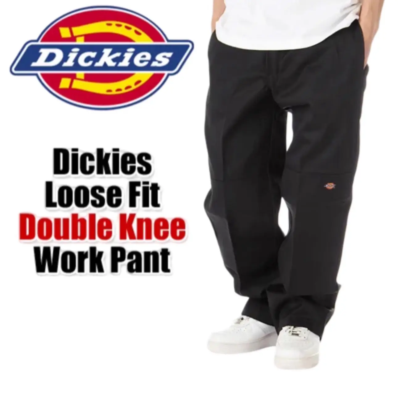 Dickies Loose Fit Double Knee Work Pants Cell Phone Pocket Workwear Menswear Fabric Relaxed Fit Straight Trouser fashion men Cotton Pocket Belt Zipper