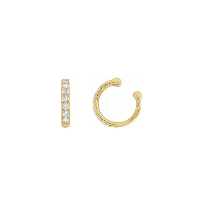 Diamond Cuff Earrings - Elegant Design with Diamond Stones - Ideal for Any Occasion