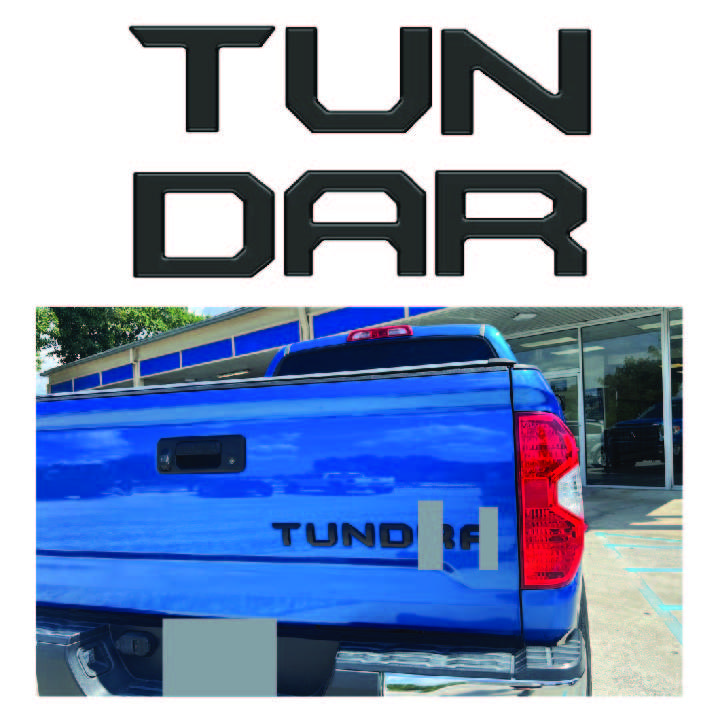 Matte Black Custom-Designed Self-Adhesive Raised Tailgate Insert Letters Emblem Set for Toyota Tundra Truck, ABS Plastic Rear Decor, Vehicle Specific Fit for 2014-2021 & 2022-2024 Models