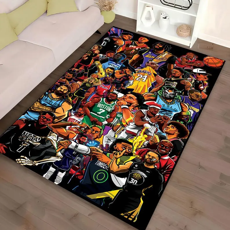 Players Rug, Non-Slip Basketball Area Rug, Sport Fan Gift