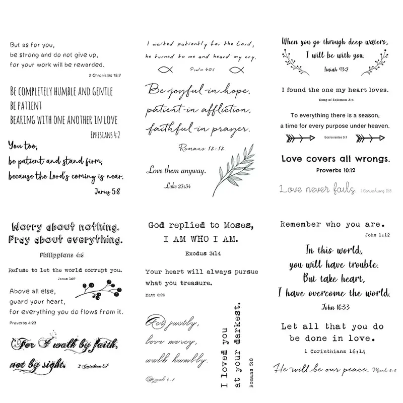 60+ Designs Inspirational Christian Quotes Bible Verses Scriptures Temporary Tattoos
