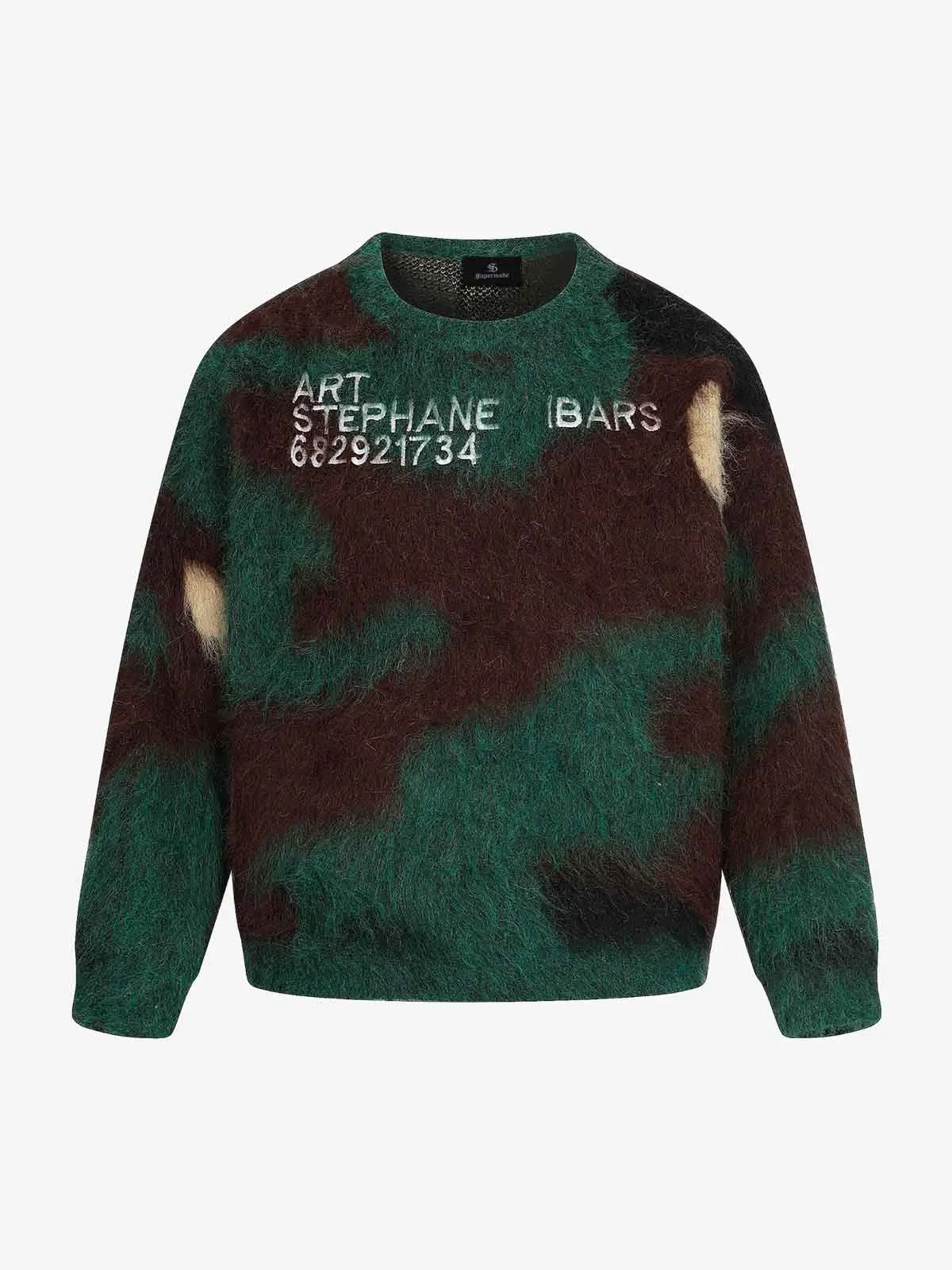 Thesupermade Embroidered Camouflage Shaggy Knitted Sweater Knitwear Streetwear