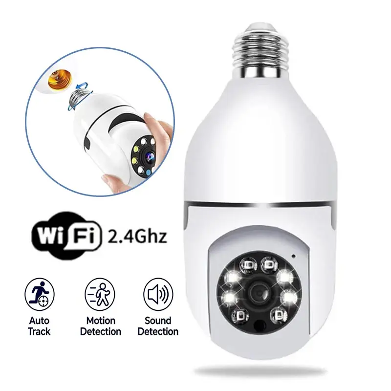Pet & Baby Monitor Bulb Camera, 2.4G WiFi Wireless Cameras, App Controlled Camera, 360° Rotation, Full Color Night Vision, Smart Human Detection, Two-Way Audio, E27 Easy Installation for Indoor Family Care, WiFi Security Camera, Surveillance Systems