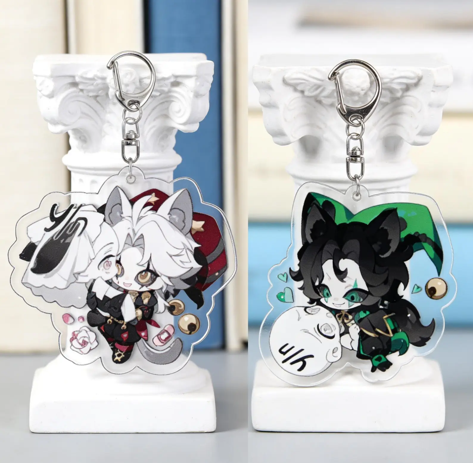 Weirdcore Circus Acrylic Keychain - Jester Clown Charm Dark Carnival Oddcore Art Bag Accessory - Cute Acrylic Cartoon Keychain, Funny Meme Character Charm for Keys, Bags, Backpack, Durable Gift for Fans & Collectors