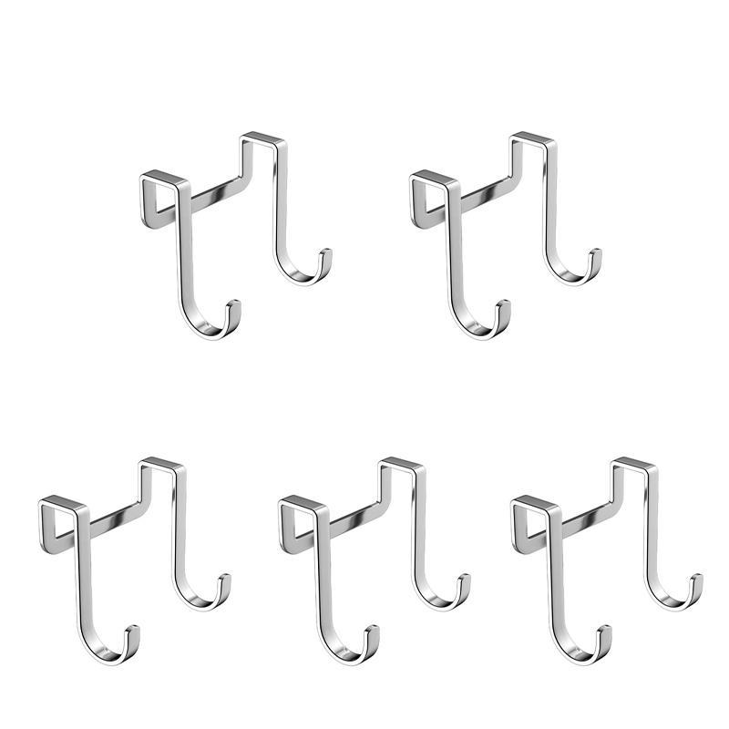 Over Cabinet Door Hook & Wardrobe Door Hook, Stainless Steel Hanging Hooks for Towels, Bags, Clothes – Bathroom Door Hooks for Towels, Kitchen Cabinet Hooks, Wardrobe Hooks, Dorm Room Hangers (5PCS)