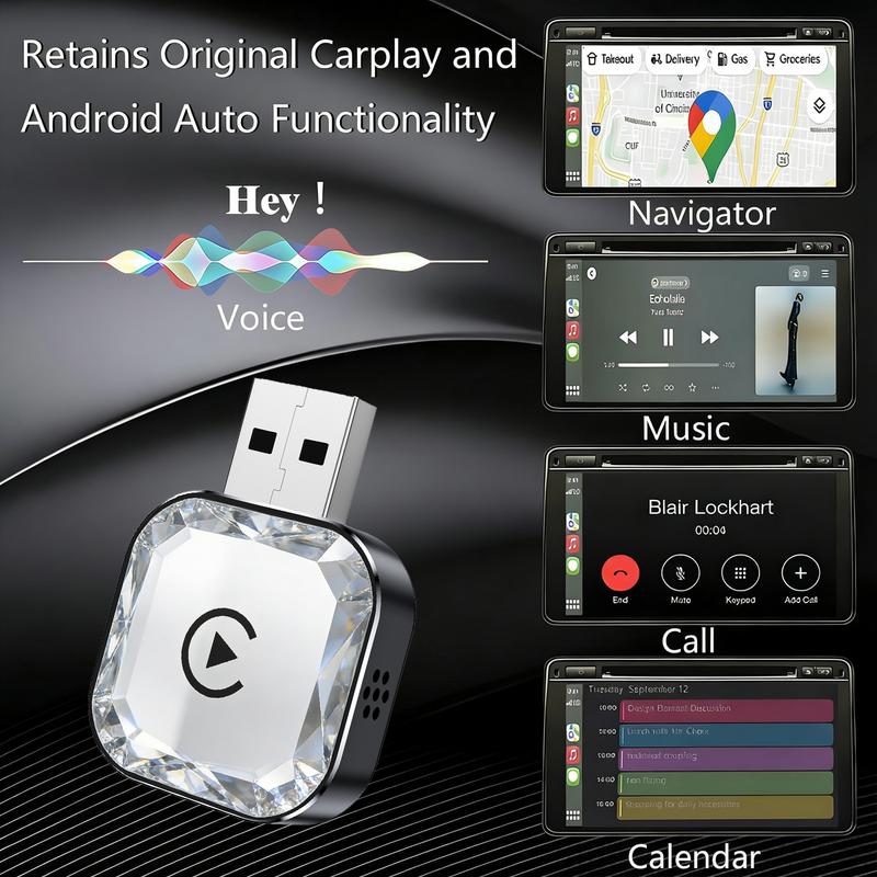 【MAKASRI】2026 New Wireless CarPlay Adapter - iPhone & Android Compatible with Fast No-Delay Link, Hands-Free Calling