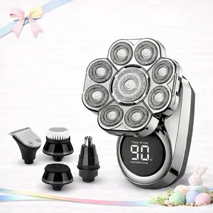 Electric Bald Head Shaver for Men, 8 Head – 6-in-1 Electric Razor with LED Display & Type-C Charging, 360° Close Shave