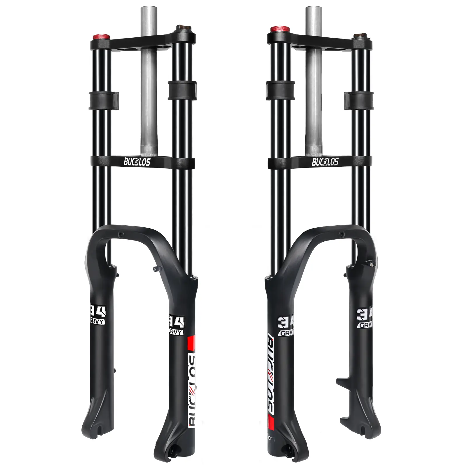 BUCKLOS 20 26 in 4.0 Fat Tire Ebike Oil Front Suspension Fork, 9x135mm QR 180mm Travel, Double Crown, 1-1/8 Straight, Electric Bike, MTB, Snow, Beach, Mountain Bike