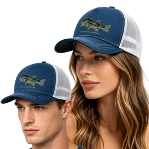 Fishing Trucker Hat for Men Women, Adjustable Snapback Mesh Back Fishing Cap, Breathable Curved Brim UV Protection Sun Hat for Fishing Outdoor Camping Hiking Boating Hunting Travel Daily Wear Holiday Gift for Fishing Enthusiast