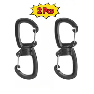 Outdoor multi-functional double hook set of 2 | Convenient keychain, 360° rotating 8-shaped hook, double clip quick buckle, essential for outdoor explorers, perfect for Valentine's Day, birthdays, and outdoor trips | Material: POM, color: ,