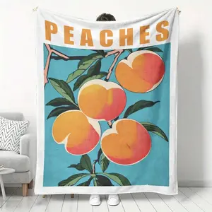 Peach Print Blanket - Soft, Warm Fiber Sofa, Bed, Office, Camping & Travel Use. All-Season Tear Resistant, Birthday Mother's Day Size