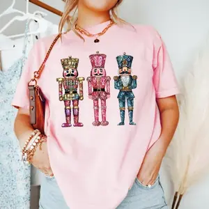 Nutcracker Christmas Shirt, Glitter Holiday Party Tee, Women’s Festive Nutcracker T-shirt, Group Family Christmas Menswear Menswear