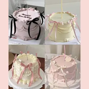 10pcs Silk Ribbon Bow Cake Decorations, Graduation Party Tableware, Ballet Theme Birthday Cake, Ribbon Bows, Perfect Gift for Teachers' Day
