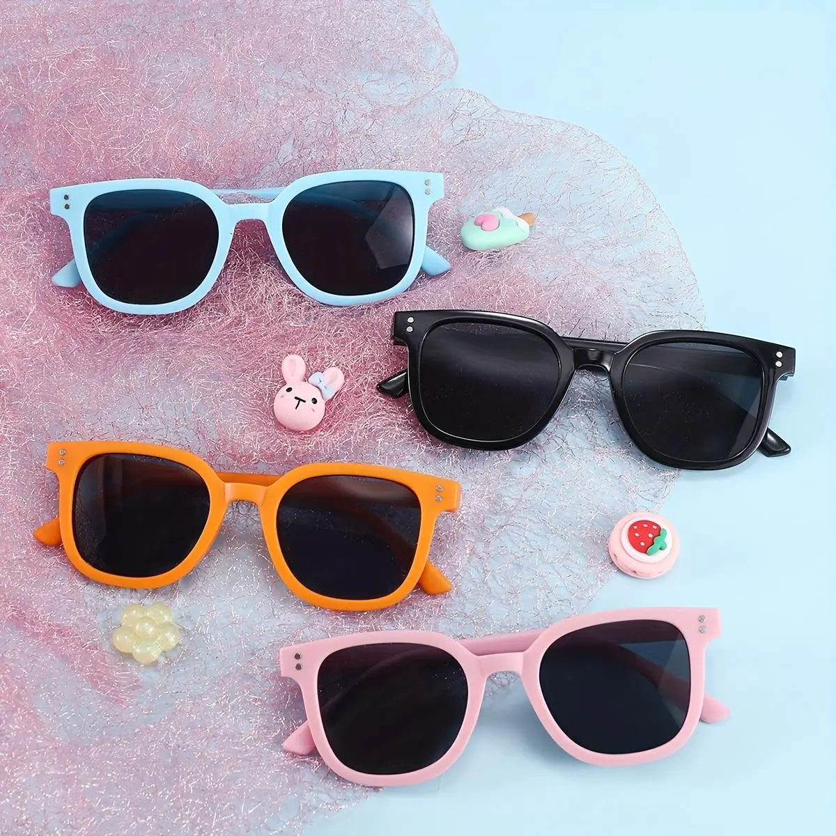 Kids' Square Eyeglasses 4-Pack, Trendy Non-Prescription Fashion Frames for Girls & Boys Ages 3-12, 3-12 Year-Olds, 4 Pairs