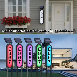 1-Pack Solar-Powered Outdoor Address Light, 2 installation methods,Waterproof LED House Number Sign with Plastic Housing for Wall, Door, Mailbox, Fence, and Garden