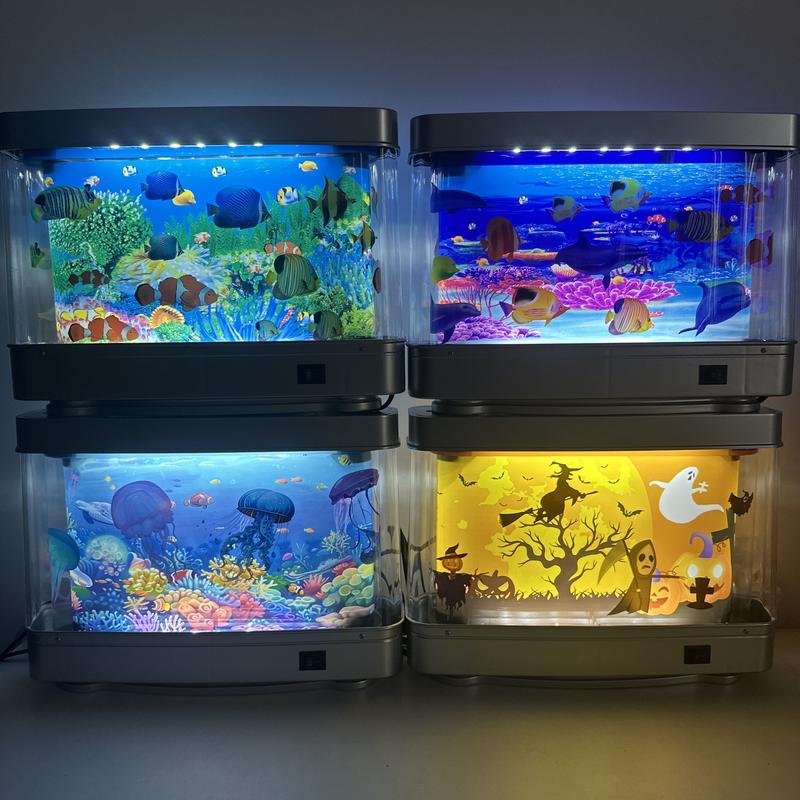Artificial Tropical Fish Tank lamp Decorative Sensory Aquarium Lamp Virtual Move Ocean  Mood Night Light Room Table Decoration Ornaments