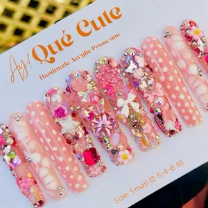 Candy girl - Press On Acrylic Nails Gel Nail Art 3XL Length Easy to Apply Long-Lasting Reusable Cosmetic Salon Manicure
