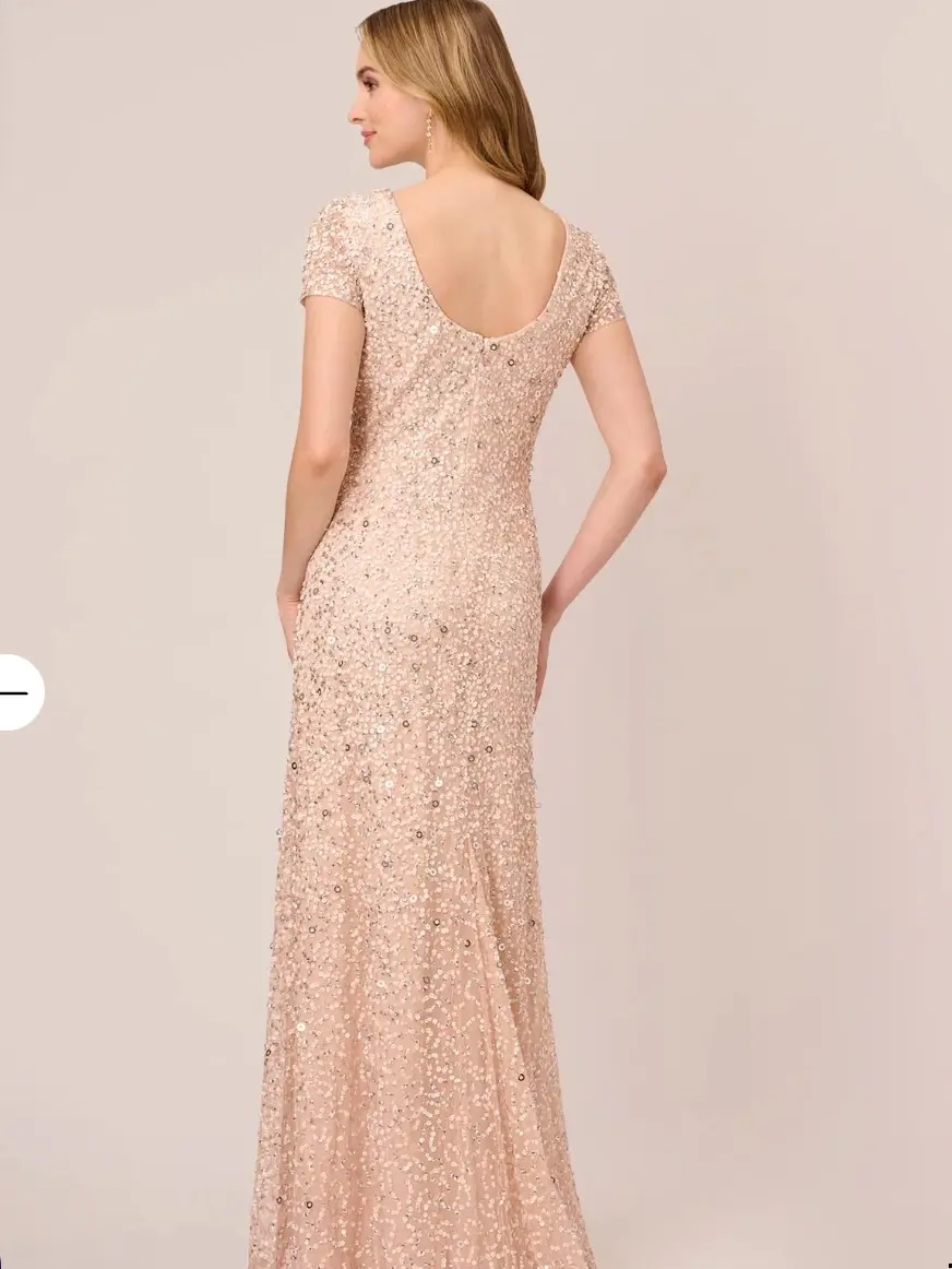 Adrianna Papell sequin pink elegant prom wedding guest party maxi long dress  - TikTok Shop
