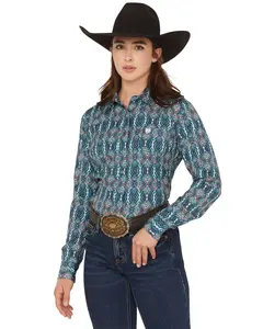 Cinch Women's Women'S Southwestern Long Sleeve Button-Down Stretch - Msw9163033