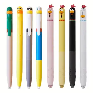 8pcs Duck And Chick Gel Pen Creative Duck Rotate Gel Pen Chick Press Gel Pen 0.5mm Black Writing Pen Funny Teacher Pens Office Supplies Small Gift