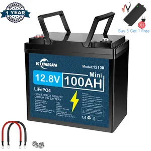 12V 100Ah LiFePO4 deep cycle rechargeable lithium battery, lifespan over 5000 times, built-in BMS, backup power ideal for off-grid home energy storage - Core Series, Maintenance Free