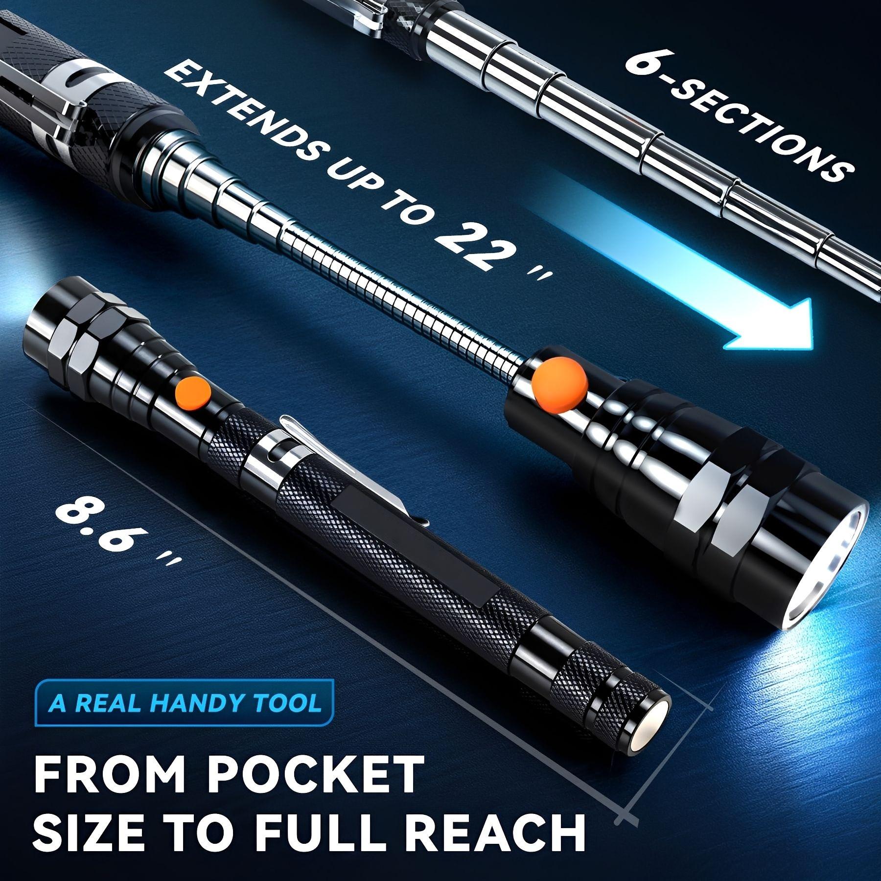 Extendable Magnetic Pickup Tools - Telescoping Magnet with LED Flashlight Gifts for Men, Fathers Day Mens Gifts from Daughter Son, Birthday Gifts for Men Dad Him