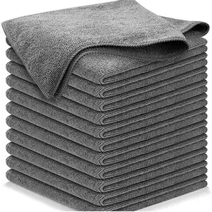 Cross-border Best-selling Black Gray Microfiber Cleaning Cloth Thickened Absorbent Dust Removing Dishwashing Cloth for Household Kitchen/4 Pcs Value Pack