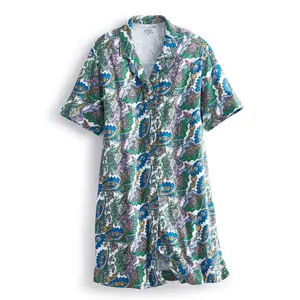 Vera Bradley Women's Cotton Button-Down Night Dress Flowers + Feathers Cool