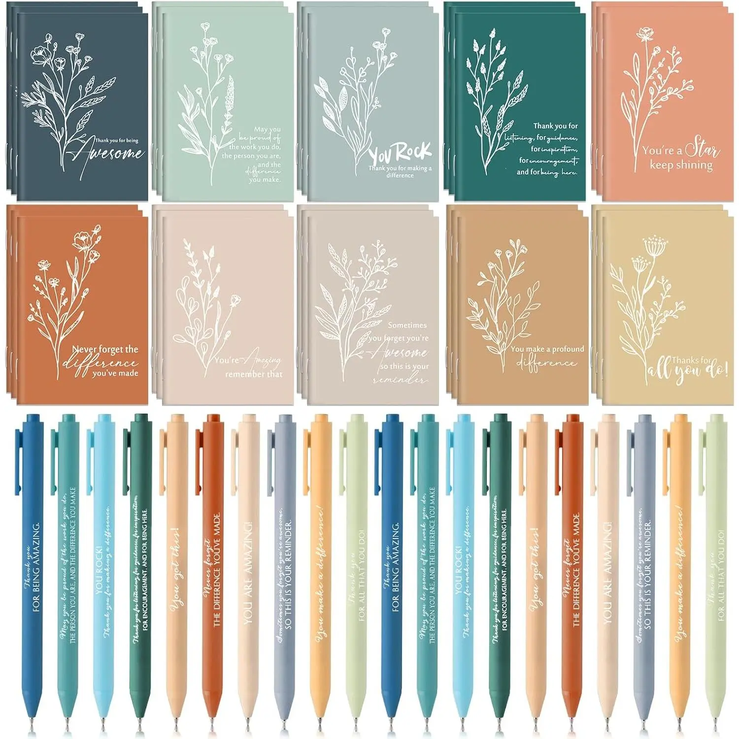 60 count Employee Appreciation Gifts Bulk Inspirational Notebook Ballpoint Pen Motivational Notebook Mini Notepad Journal  to School Gifts for Students Teacher Team Office Favors