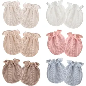 Newborn Baby Mittens No Scratch Cotton Elastic Wrist Gloves Infant Toddler Mittens for Baby Boy Girl 0-6 Months