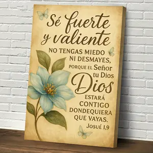 1pc "I Am a Child of God" Religious Canvas Mural - Spanish inspirational text, floral and butterfly elements canvas print with wooden frame - suitable for home, office or church decoration, interior mural decoration - religious decoration - wooden framed