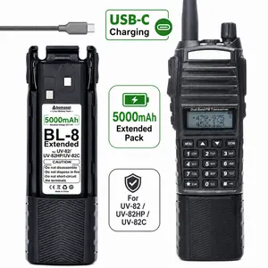 BL-8 Extended Battery for UV-82/UV-82C/UV-82HP, 5000mAh High Capacity Li-ion, USB-C Charging, Upgraded BL-8