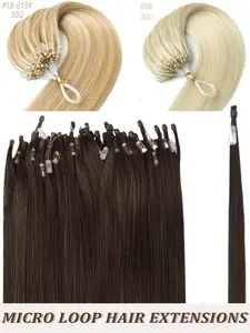 Micro Ring Hair Extensions, 50 Strands Micro Beads Hair Extensions In Nano Ring Links Human Hair, 10 Colors Natural Straight Hair for Women, Cold Fusion Micro Beads Hair Extensions