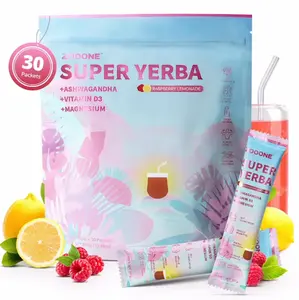 ZOOONE Super Yerba Mate Instant Tea PowderRaspberry Lemonade Flavor 30 Servings Beverage withAshwagandha Vitamin D3 & Magnesium