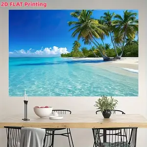 Tropical Beach Wall Mural, Vibrant Coastal Decor, Ideal for Living Room and Bedroom, Durable Premium Material, Unframed Art Print, Model_xinghao Gt-50