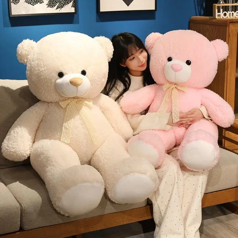 Giant 100cm Soft Teddy Bear Plush Toys White&Pink&Brown Bear Super Big Hugging Pillow Animal Cushion Children Birthday Gift