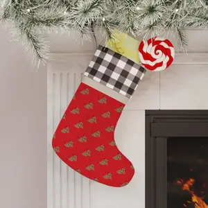 Customized Linen Christmas Stocking with One-Sided Print and Hanging Loop